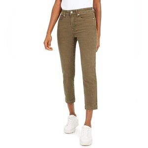 OAT New York Women’s High-Rise Cropped Straight Leg Jeans in Olive Green Sz 27